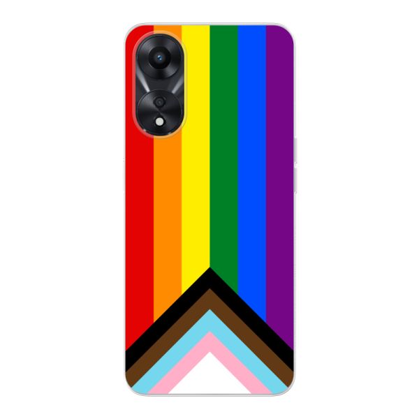 Coque Oppo A78 5G flexible transparente avec Drapeau arc-en-ciel - Drapeau Progress Pride