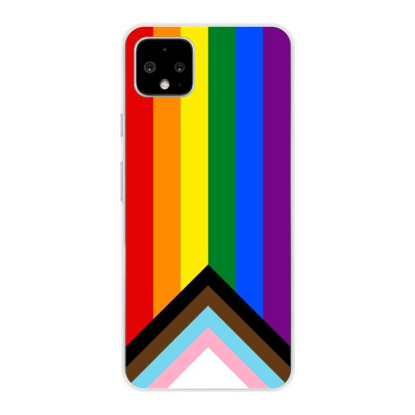 Coque Google Pixel 4 XL flexible transparente avec Drapeau arc-en-ciel - Drapeau Progress Pride