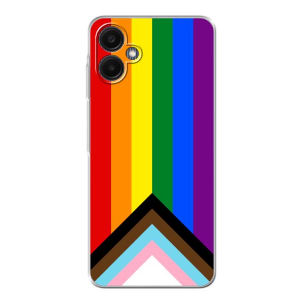 Coque Samsung Galaxy A06 flexible transparente avec Drapeau arc-en-ciel - Drapeau Progress Pride