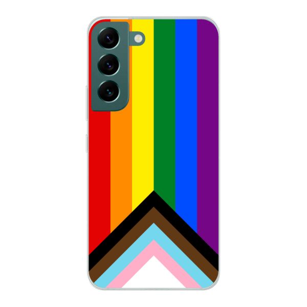 Funda Samsung Galaxy S22 flexible transparente con Bandera arcoíris - Bandera Progress Pride