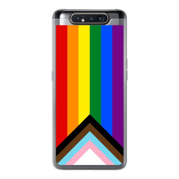 Coque Samsung Galaxy A80 flexible transparente avec Drapeau arc-en-ciel - Drapeau Progress Pride