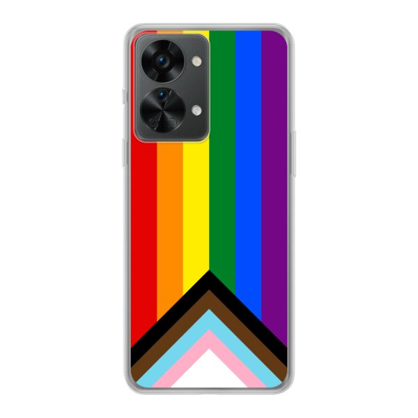 Coque OnePlus Nord 2T flexible transparente avec Drapeau arc-en-ciel - Drapeau Progress Pride