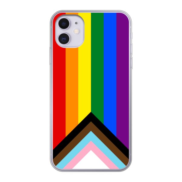 Funda iPhone 11 flexible transparente con Bandera arcoíris - Bandera Progress Pride