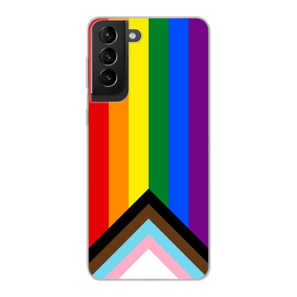 Funda Samsung Galaxy S21 5G flexible transparente con Bandera arcoíris - Bandera Progress Pride