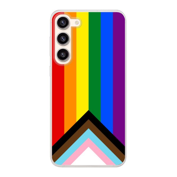 Funda Samsung Galaxy S23 Plus flexible transparente con Bandera arcoíris - Bandera Progress Pride