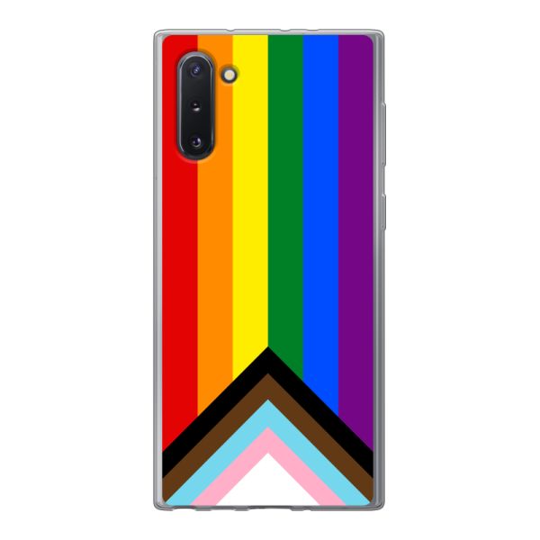 Coque Samsung Galaxy Note 10 flexible transparente avec Drapeau arc-en-ciel - Drapeau Progress Pride