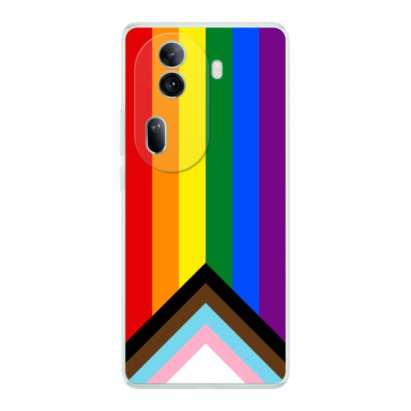 Transparant flexibel Oppo Reno 11 Pro hoesje met Regenboog Vlag - Progress Pride Vlag