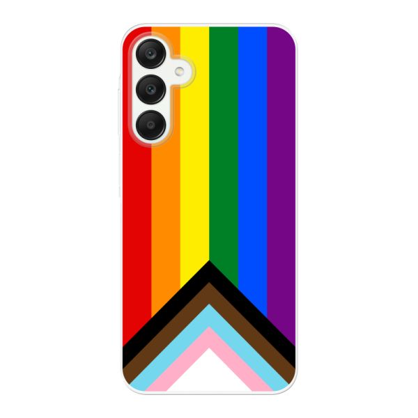 Coque Samsung Galaxy A25 flexible transparente avec Drapeau arc-en-ciel - Drapeau Progress Pride