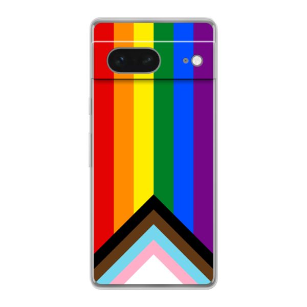 Coque Google Pixel 7 flexible transparente avec Drapeau arc-en-ciel - Drapeau Progress Pride