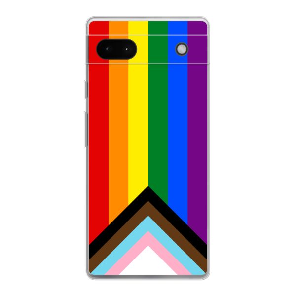 Coque Google Pixel 6a flexible transparente avec Drapeau arc-en-ciel - Drapeau Progress Pride
