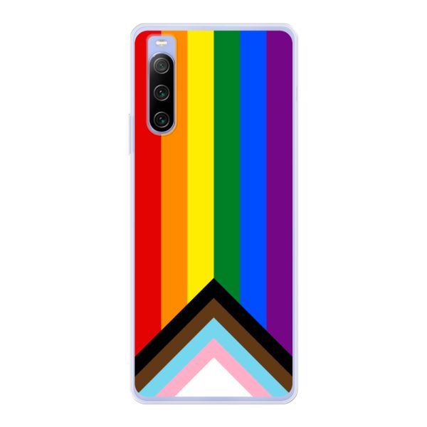 Coque Sony Xperia 10 IV flexible transparente avec Drapeau arc-en-ciel - Drapeau Progress Pride