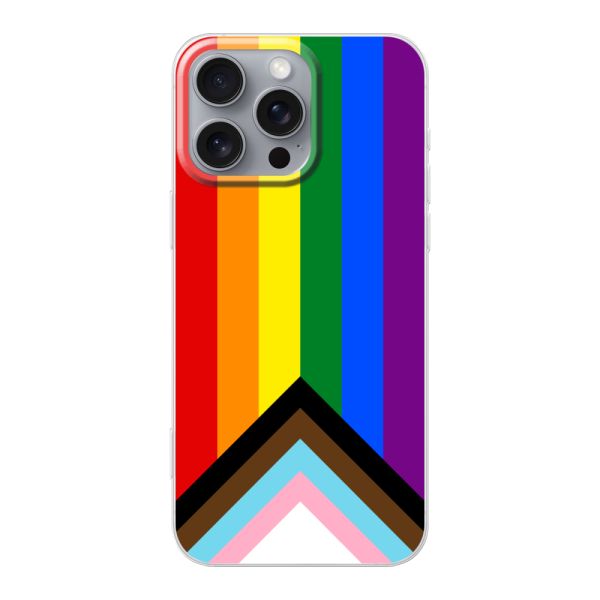 Funda iPhone 16 Pro Max flexible transparente con Bandera arcoíris - Bandera Progress Pride