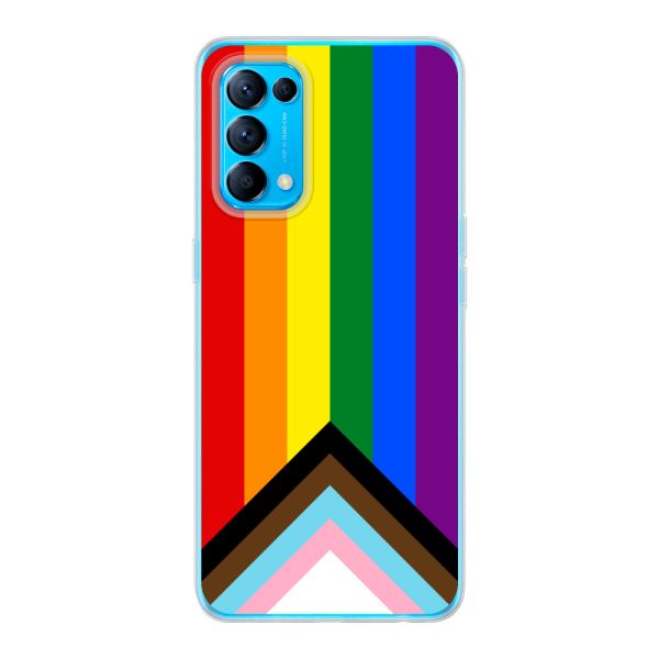 Coque Oppo Reno5 5G flexible transparente avec Drapeau arc-en-ciel - Drapeau Progress Pride