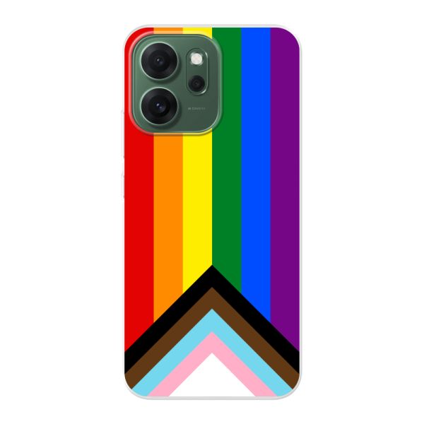 Coque Oppo Reno14 F flexible transparente avec Drapeau arc-en-ciel - Drapeau Progress Pride