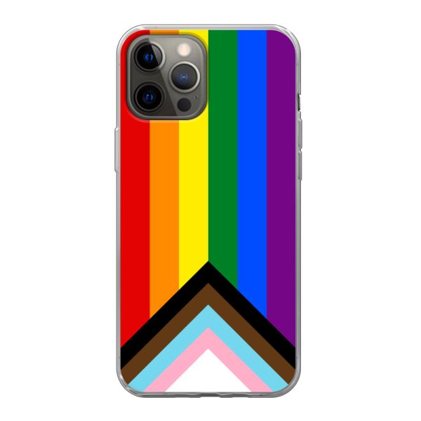 Funda iPhone 12 Pro Max flexible transparente con Bandera arcoíris - Bandera Progress Pride