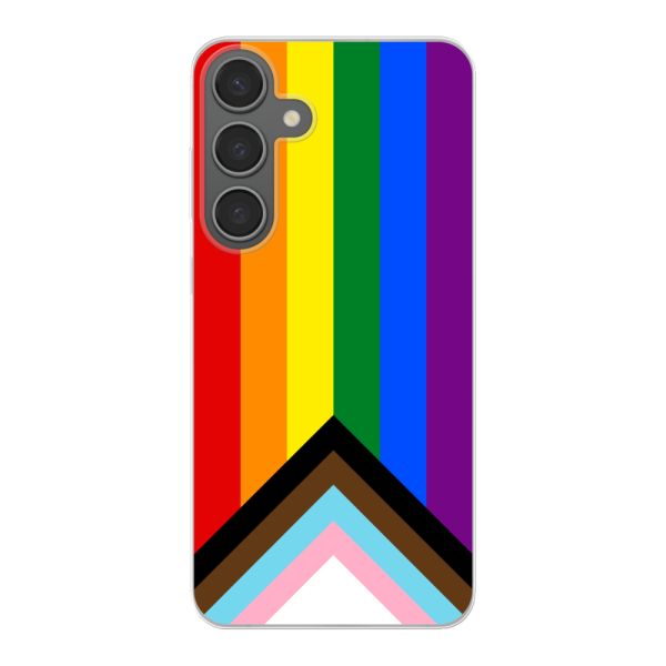 Funda Samsung Galaxy S24 Plus flexible transparente con Bandera arcoíris - Bandera Progress Pride
