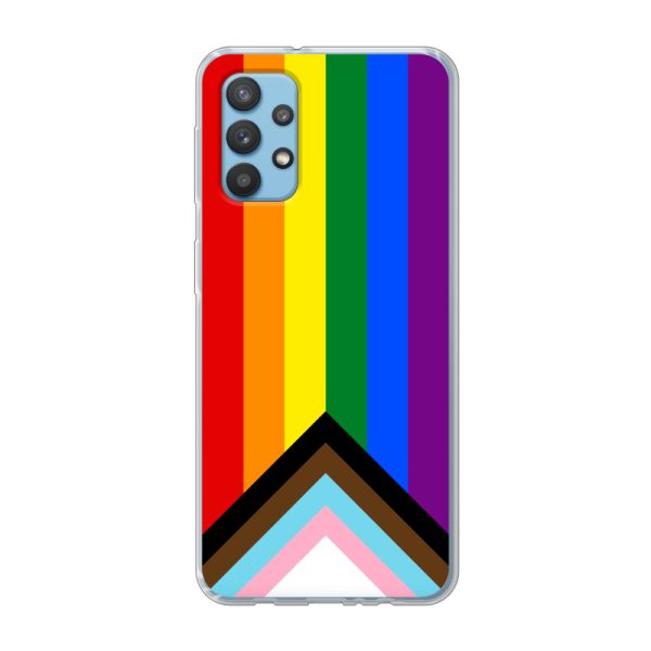Coque Samsung Galaxy A32 4G flexible transparente avec Drapeau arc-en-ciel - Drapeau Progress Pride