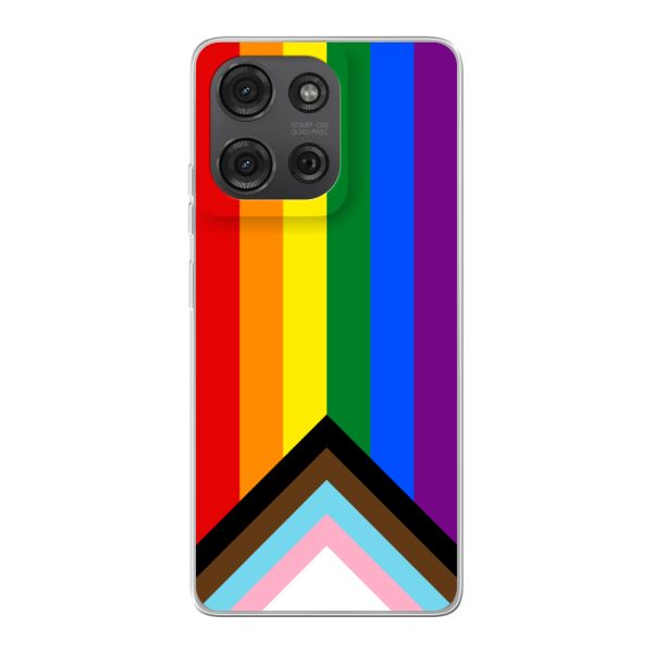 Coque Motorola Moto G86 flexible transparente avec Drapeau arc-en-ciel - Drapeau Progress Pride