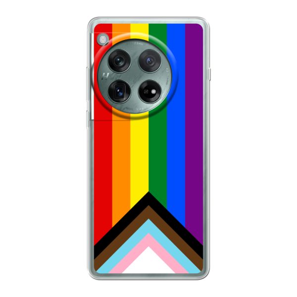 Coque OnePlus 12 flexible transparente avec Drapeau arc-en-ciel - Drapeau Progress Pride