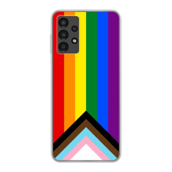 Transparant flexibel Samsung Galaxy A13 4G hoesje met Regenboog Vlag - Progress Pride Vlag
