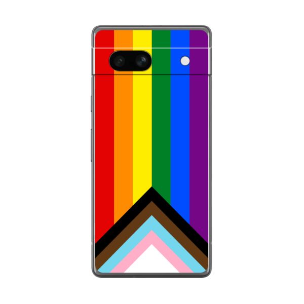Coque Google Pixel 7a flexible transparente avec Drapeau arc-en-ciel - Drapeau Progress Pride