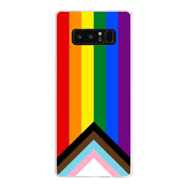 Transparant flexibel Samsung Galaxy Note 8 hoesje met Regenboog Vlag - Progress Pride Vlag