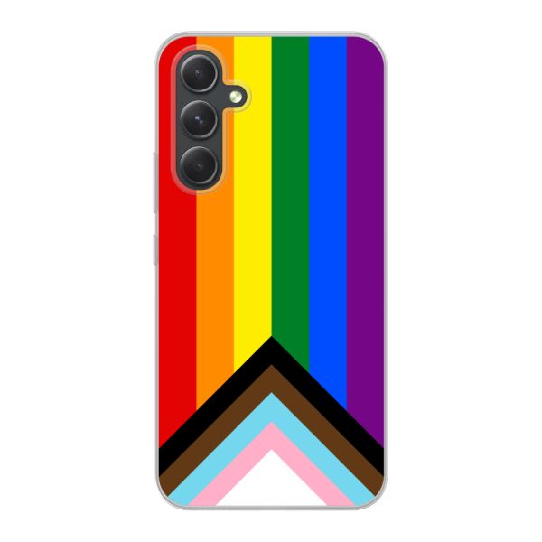 Coque Samsung Galaxy A54 5G flexible transparente avec Drapeau arc-en-ciel - Drapeau Progress Pride