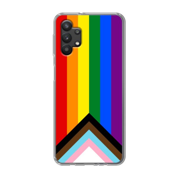 Coque Samsung Galaxy A32 5G flexible transparente avec Drapeau arc-en-ciel - Drapeau Progress Pride