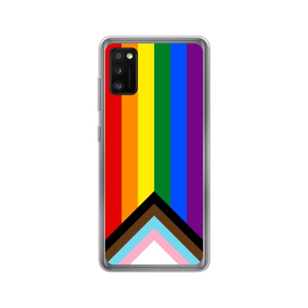 Coque Samsung Galaxy A41 flexible transparente avec Drapeau arc-en-ciel - Drapeau Progress Pride