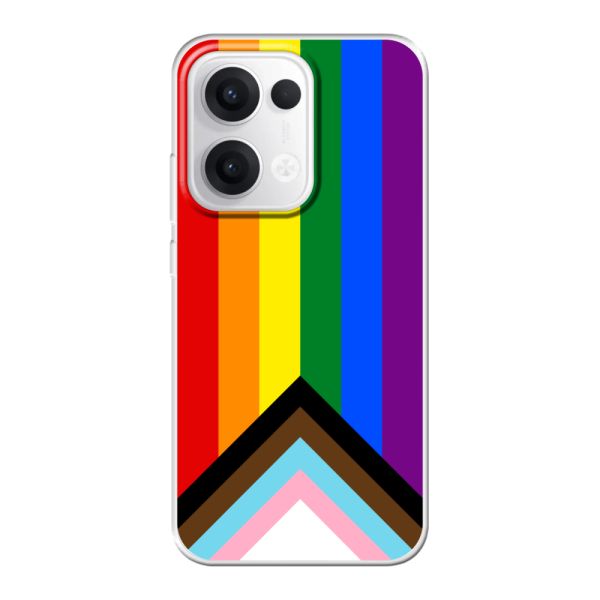 Funda Oppo Reno13 flexible transparente con Bandera arcoíris - Bandera Progress Pride