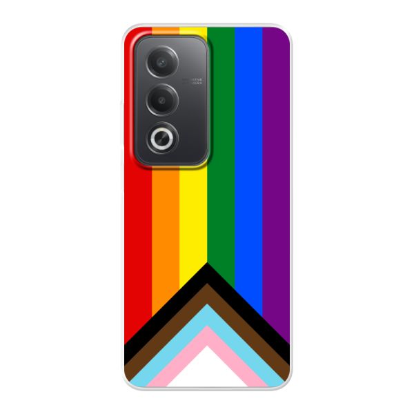 Coque Oppo A3 Pro flexible transparente avec Drapeau arc-en-ciel - Drapeau Progress Pride