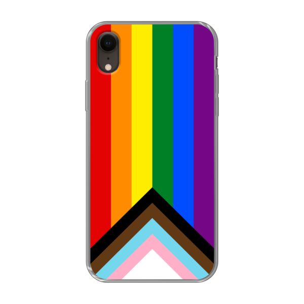 Funda iPhone Xr flexible transparente con Bandera arcoíris - Bandera Progress Pride