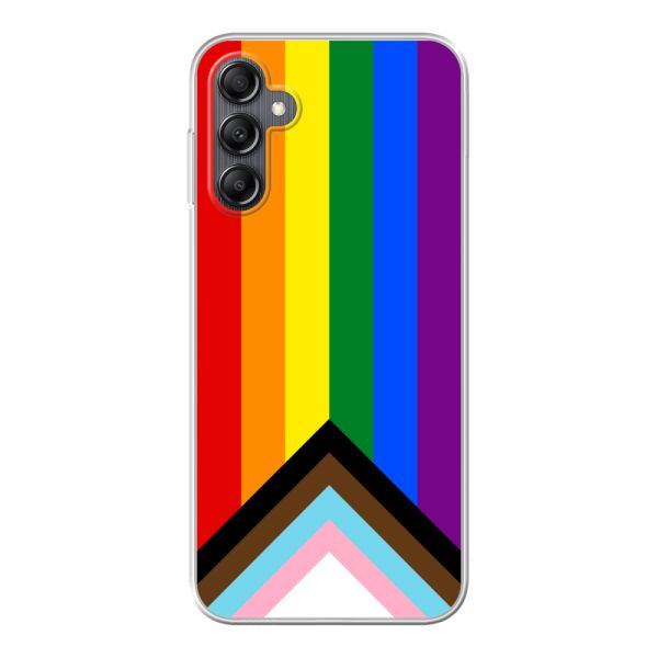 Coque Samsung Galaxy A14 flexible transparente avec Drapeau arc-en-ciel - Drapeau Progress Pride