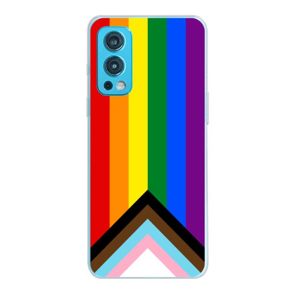 Coque OnePlus Nord 2 5G flexible transparente avec Drapeau arc-en-ciel - Drapeau Progress Pride