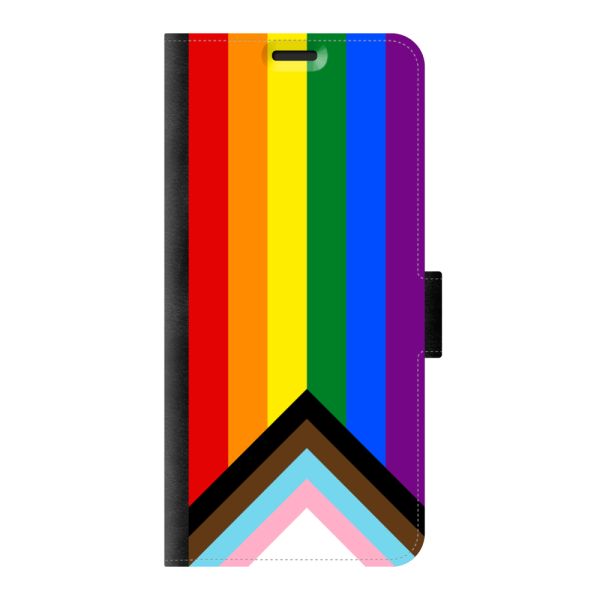Voorkant bedrukt Samsung Galaxy S20 Ultra portemonnee hoesje met Regenboog Vlag - Progress Pride Vlag
