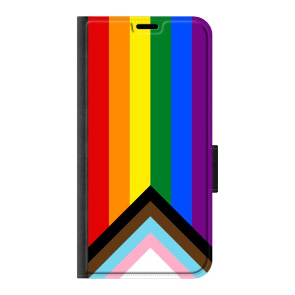 Funda cartera iPhone 17 con impresión en la parte delantera con bandera arcoíris - bandera Progress Pride