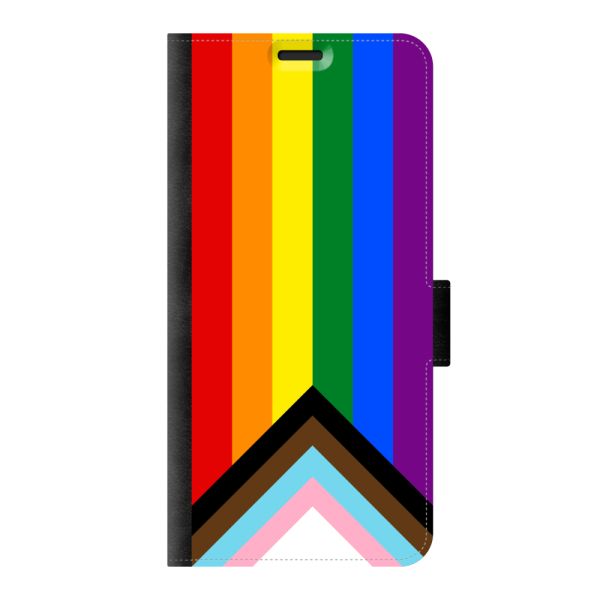 Coque portefeuille Samsung Galaxy S20 imprimée sur la face avant avec drapeau arc-en-ciel - drapeau Progress Pride