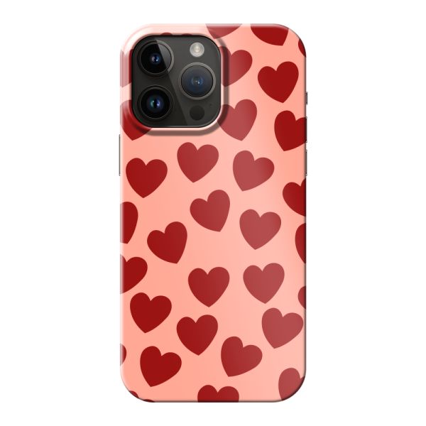 Vollständig bedrucktes iPhone 14 Pro Max hard case mit Roten Herzchen