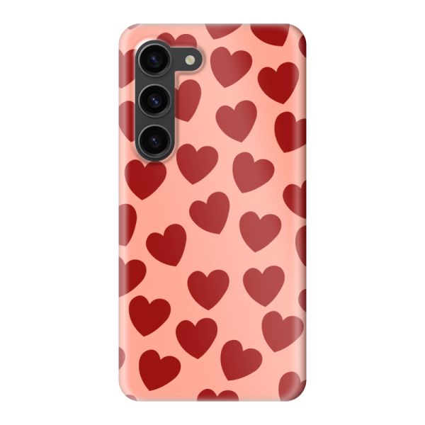 Volledig bedrukt Samsung Galaxy S23 hard case hoesje met Rode Hartjes
