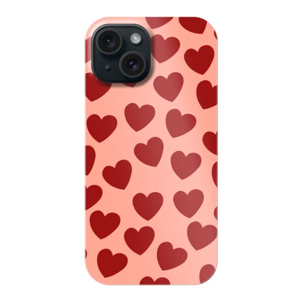 Funda hard case iPhone 15 totalmente impresa con Corazones Rojos