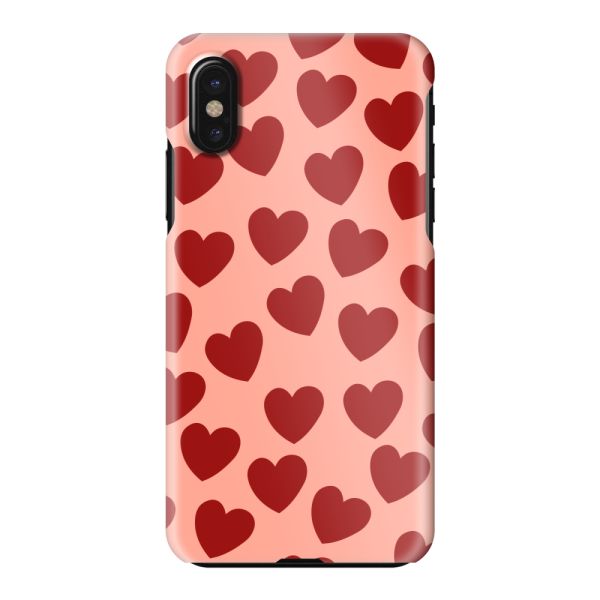 Vollständig bedrucktes iPhone X hard case mit Roten Herzchen
