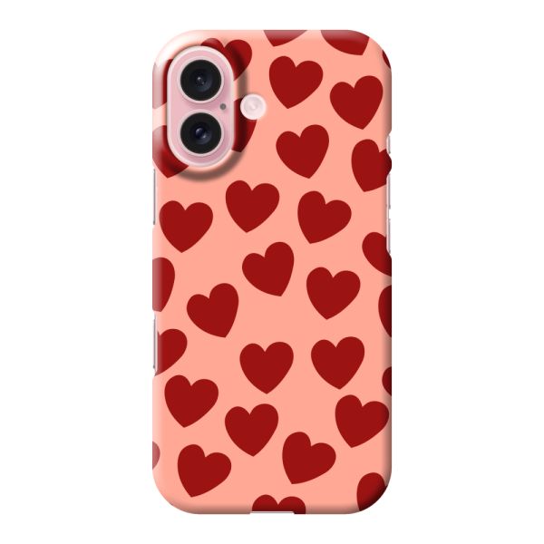 Funda hard case iPhone 16 totalmente impresa con Corazones Rojos