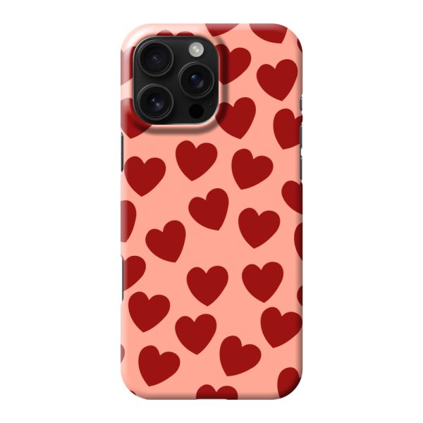 Funda hard case iPhone 16 Pro Max totalmente impresa con Corazones Rojos