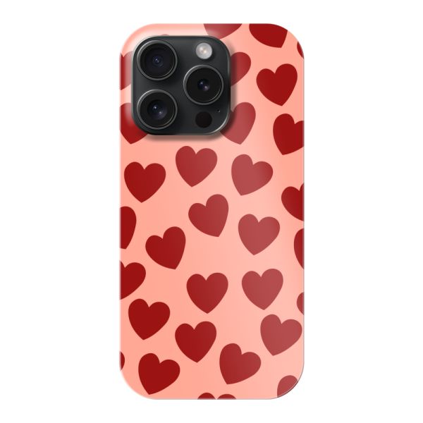 Funda hard case iPhone 15 Pro totalmente impresa con Corazones Rojos