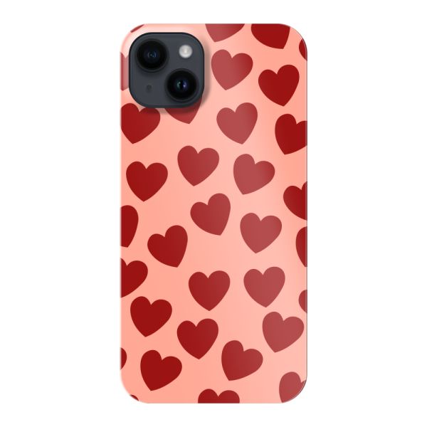 Funda hard case iPhone 14 Plus totalmente impresa con Corazones Rojos
