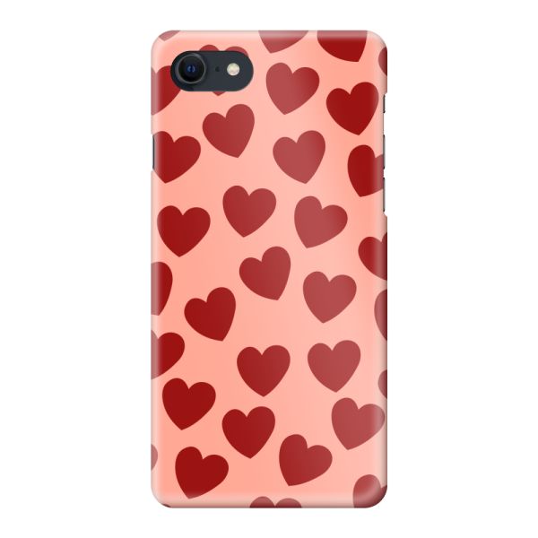 Volledig bedrukt iPhone SE (2020 & 2022) hard case hoesje met Rode Hartjes