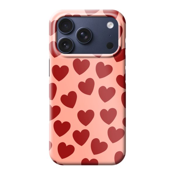 Funda hard case iPhone 17 Pro totalmente impresa con Corazones Rojos