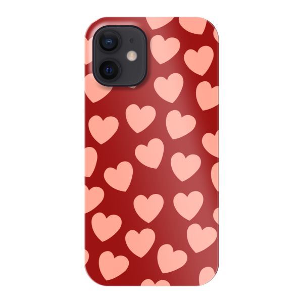 Vollständig bedrucktes iPhone 12 mini hard case mit Zarten Herzchen