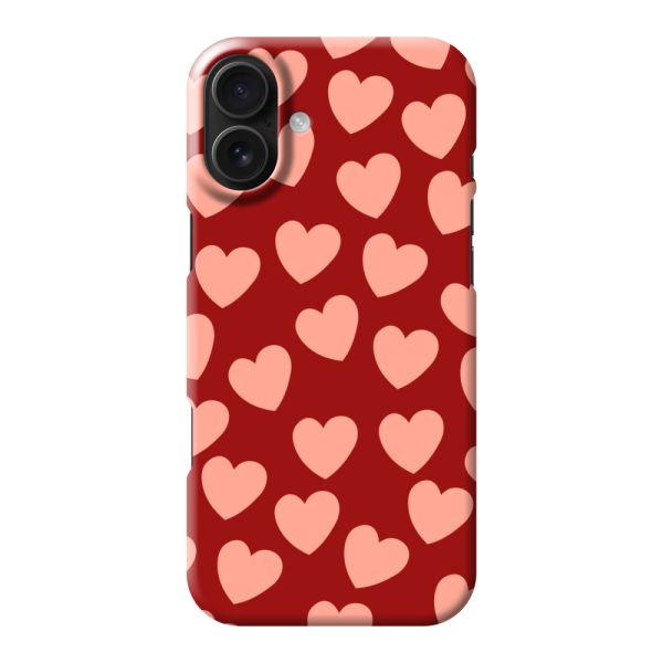 Volledig bedrukt iPhone 16 Plus hard case hoesje met Lichte Hartjes