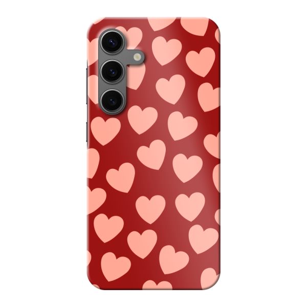 Volledig bedrukt Samsung Galaxy S24 hard case hoesje met Lichte Hartjes